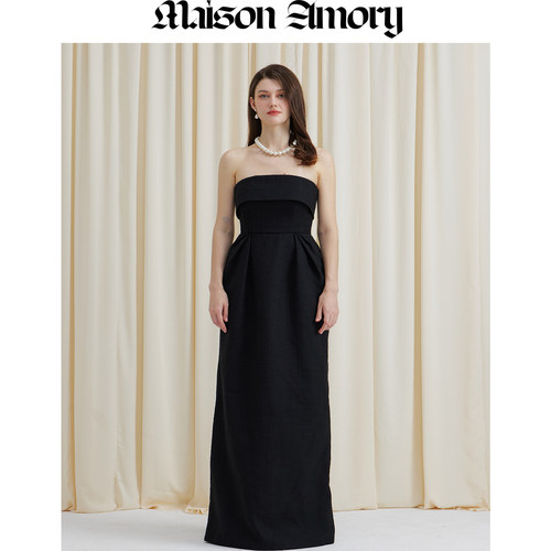 极简风抹胸收腰高级感显瘦长裙