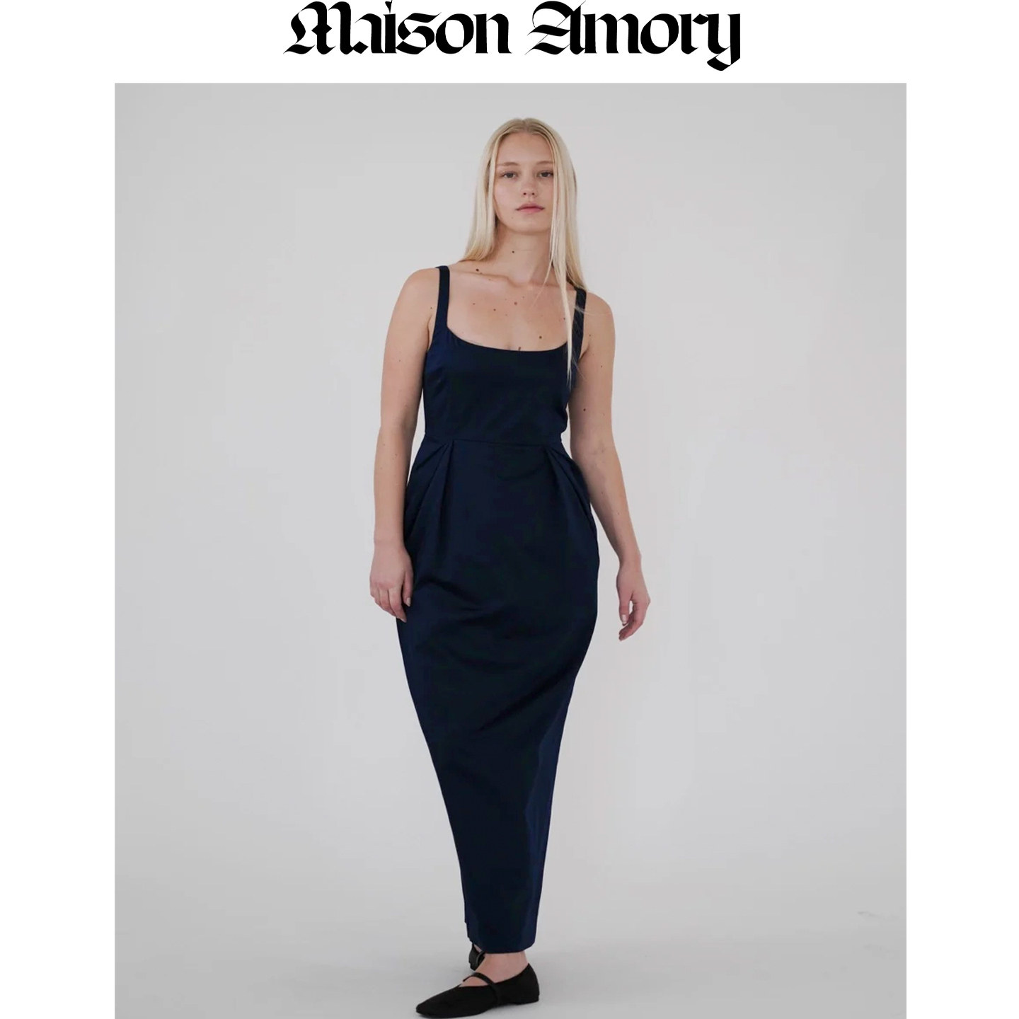 秋季新品|藏青色郁金香裙 及踝吊带连衣裙Maison Amory