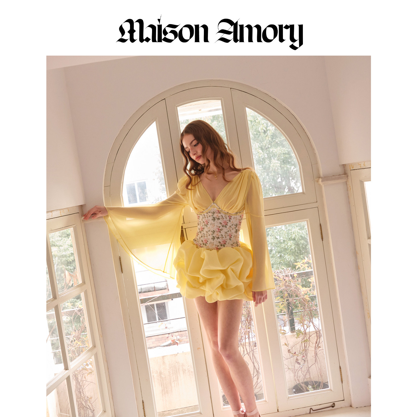 Rin's|复古雏菊 泡芙云朵裙摆 仙辣鱼骨裙 蓬蓬连衣裙MaisonAmory