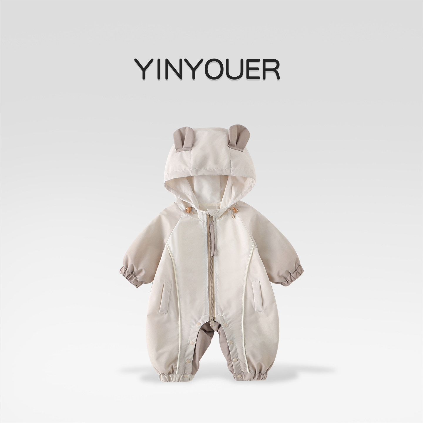 婴儿连体衣春秋男宝宝春装冲锋衣外套爬服0一1岁新生儿春季外出服