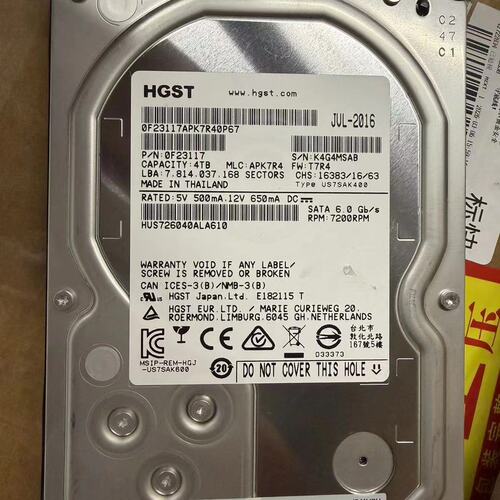 {议价}HGST/日立4TB企业级台式机硬盘（型号HUS726040{可维修}