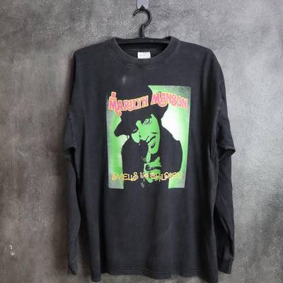 美国摇滚歌手Marilyn Manson玛丽莲·曼森印花长袖T恤男女款上衣