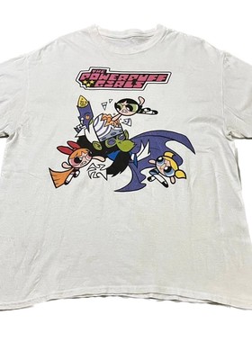 美式卡通The Powerpuff Girls飞天小女警短袖T恤棉质休闲宽松上衣