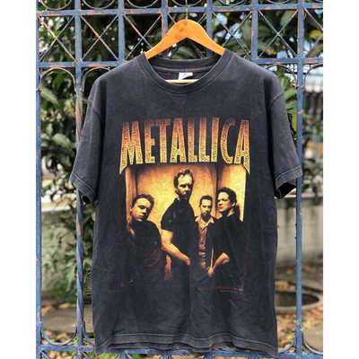 Metallica乐队重金属黑暗系潮牌青春流行质感超火复古街头短袖T恤