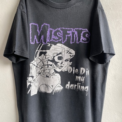 轻朋克风MISFITS骷髅印花短袖T恤男女复古街头宽松黑色上衣