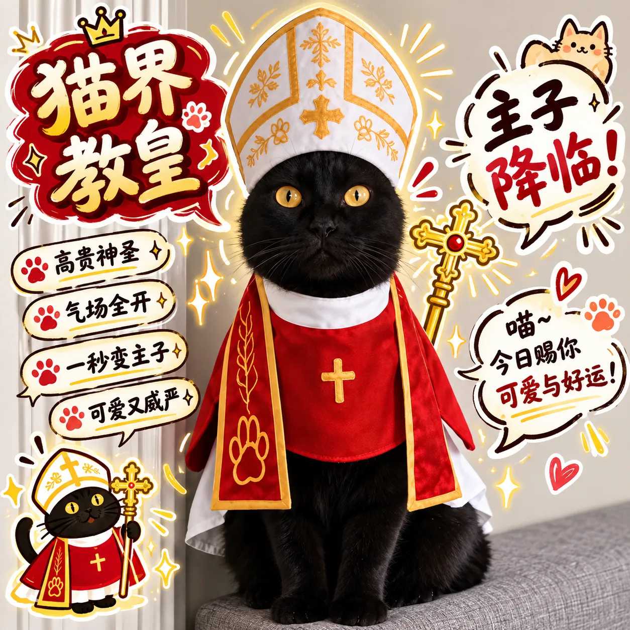 猫届教皇!教皇咪衣服万圣节可爱