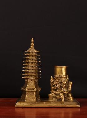 杨铜记 铜文昌笔筒 铜文昌塔笔筒 家居办公室书桌铜摆件