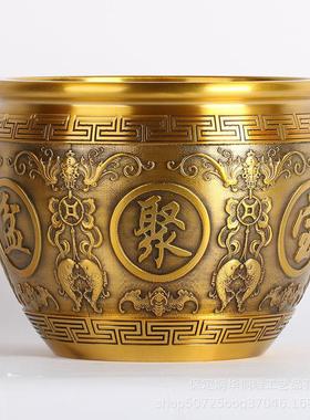 直供黄铜摆件大小铜缸 做旧仿古 龙缸 “聚宝盆缸” 百福缸