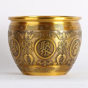 聚宝盆缸 龙缸 百福缸 做旧仿古 直供黄铜摆件大小铜缸