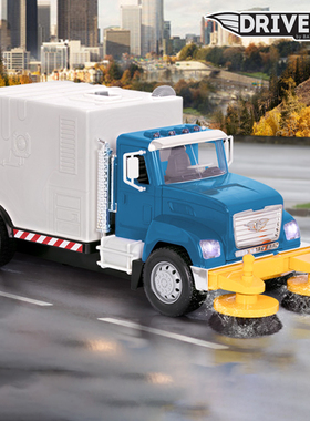 Driven道路清洁车儿童仿真工程车模型宝宝玩具声光垃圾回收清扫地