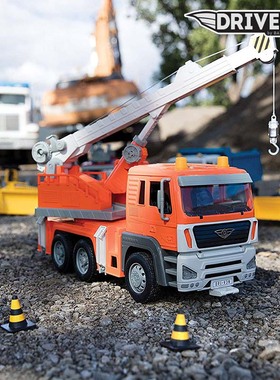 北美Driven起重机模型1 18儿童仿真玩具车工程车男孩车模摆件声光