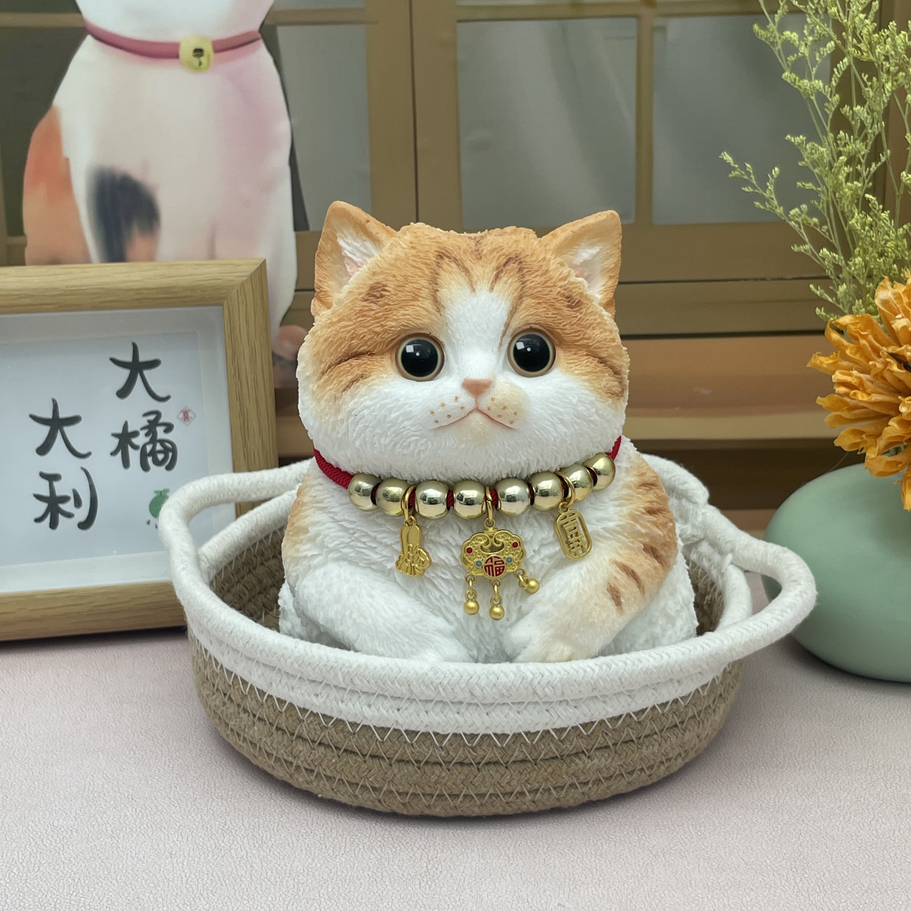 招财橘猫仿真猫咪儿童玩偶摆件