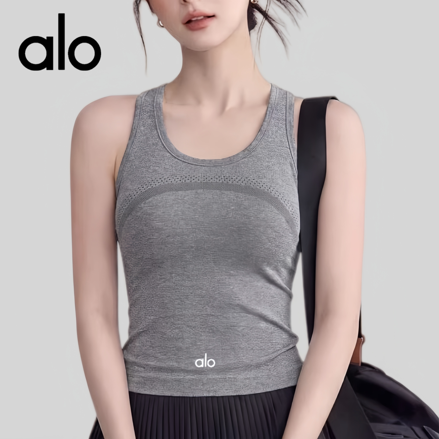 AIo 瑜伽服女工字背心套装带胸垫防震运动内衣普拉提训练健身上衣