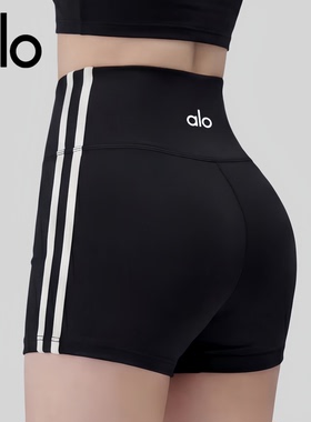 AIo 拼色瑜伽短裤女夏季高腰提臀速干跑步运动裤普拉提健身三分裤