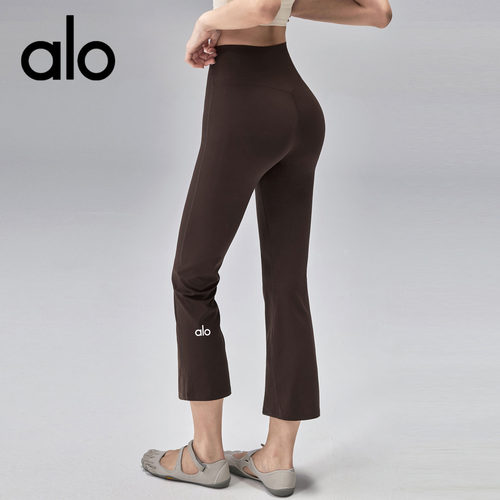 AIo 八分微喇瑜伽裤高腰提臀外穿修身小个子跑步训练运动裤夏