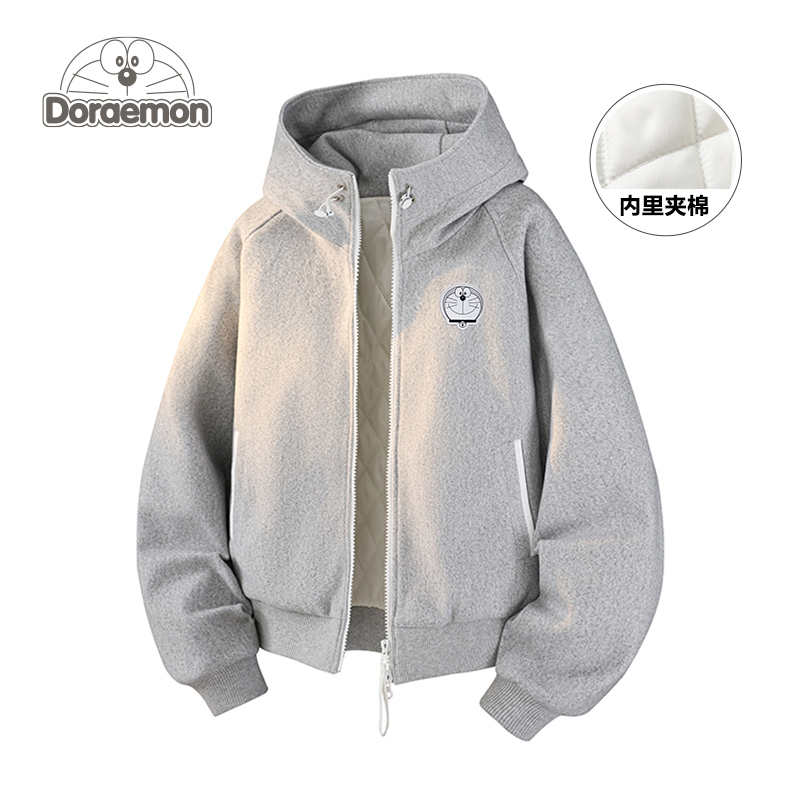 哆啦A梦连帽棉衣男女冬季新款保暖潮牌休闲情侣运动棉袄美式外套