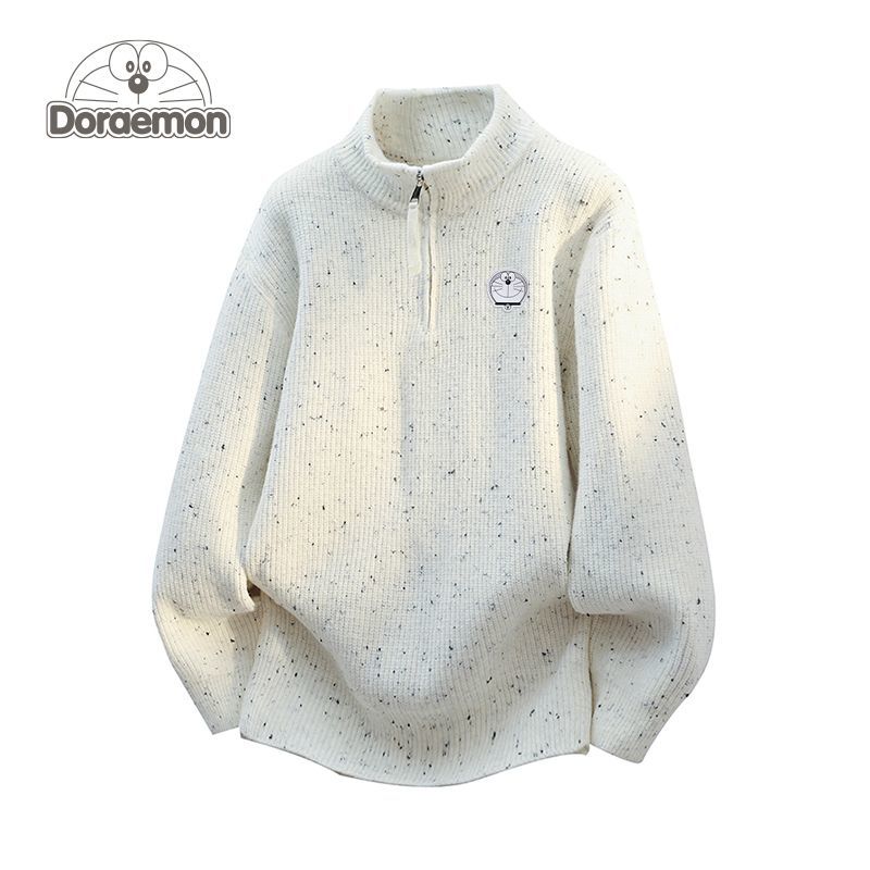哆啦A梦半高领拉链满天星针织衫男女冬季新