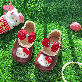 女童红色小皮鞋2025秋冬季新款儿童鞋子小女孩浅口豆豆鞋洋气软底