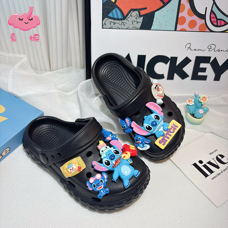 男童洞洞鞋2025新款拖鞋玩水史迪一字拖儿童游泳防滑便携凉拖小孩