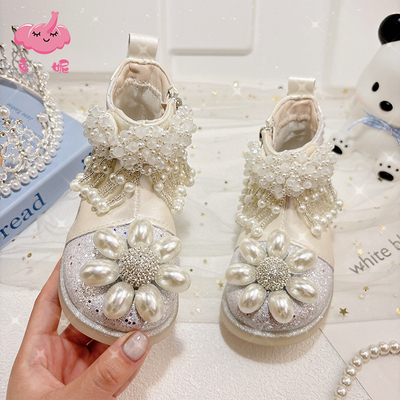 女童秋冬公主风防水防滑皮靴轻便