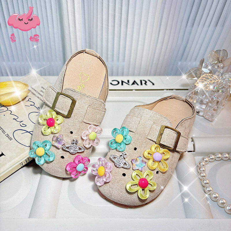 2025超火多巴胺半拖单鞋女童中大童包头凉拖鞋夏季新款外穿勃肯鞋