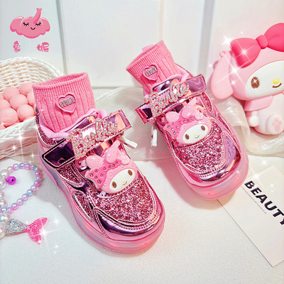 女童爆走鞋双轮可拆卸带灯溜冰鞋