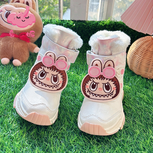 女童白色雪地靴2025新款冬季防水防滑儿童靴子加绒加厚东北大棉鞋
