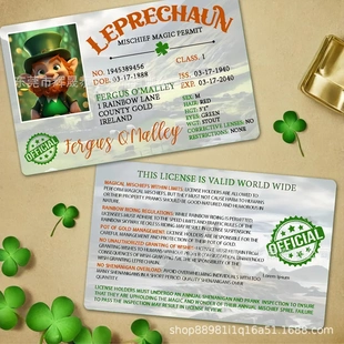 新款圣帕特里克节卡片 Leprechaun 小精灵恶作剧许可证