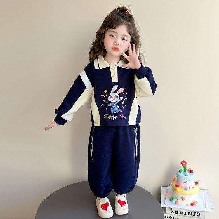 女童春款套装2026新款兔子朱迪polo卫衣套装两件套宝宝洋气一整套