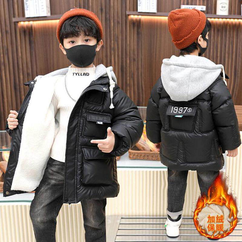 童装男童冬装棉服外套2023新款中大童儿童男孩中长款羽绒棉衣棉袄