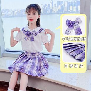 儿童jk制服裙夏装10夏季女童春天校服套装洋气小学生中大童12岁潮