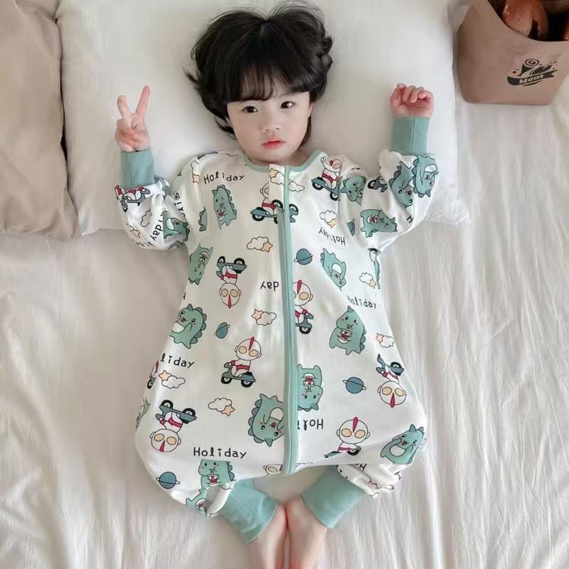 可爱儿童拉链保暖秋冬款家居服连体睡衣连体衣宝宝卡通睡袋男女款