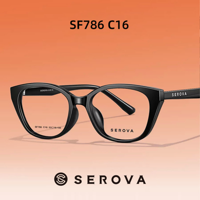 施洛华镜框SF786C16猫眼镜镜架男女同款搭凯米U2U6高清防蓝光镜片