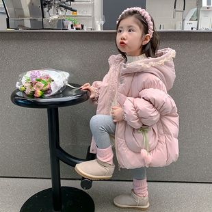 2024女童冬装新款羽绒服儿童中长款洋气冬季外套加厚宝宝上衣女宝