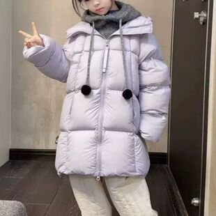 女童中长款棉服2026新款冬装加厚保暖过膝外套冬季棉袄韩版棉衣潮