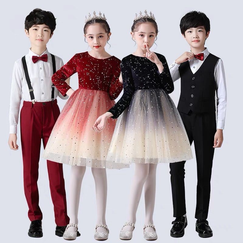 儿童合唱服演出服大合唱团男女童舞蹈礼服小学生朗诵元旦表演服装