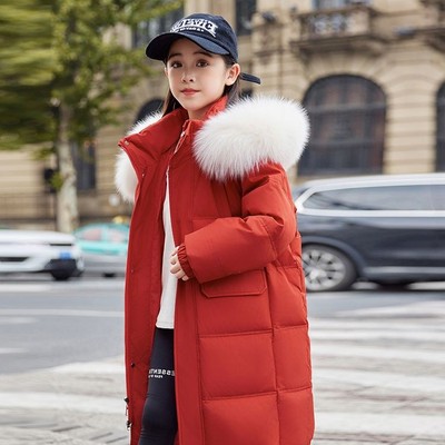 2024新款韩版女童羽绒服中长款洋气女孩加厚中大童白鸭绒保暖外套