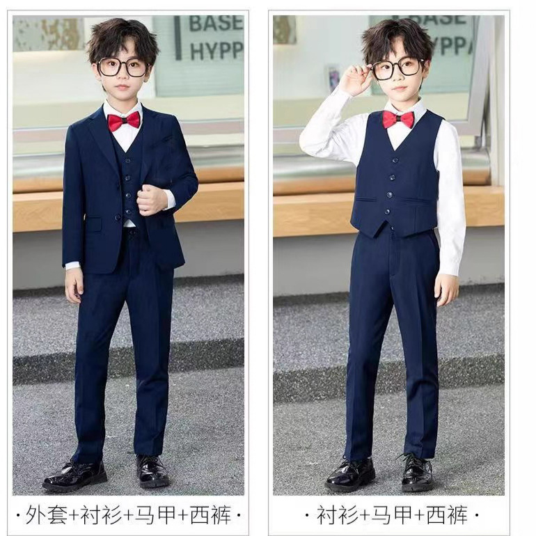 儿童西装套装花童男孩钢琴演出服主持人礼服帅气男童生日高端西服