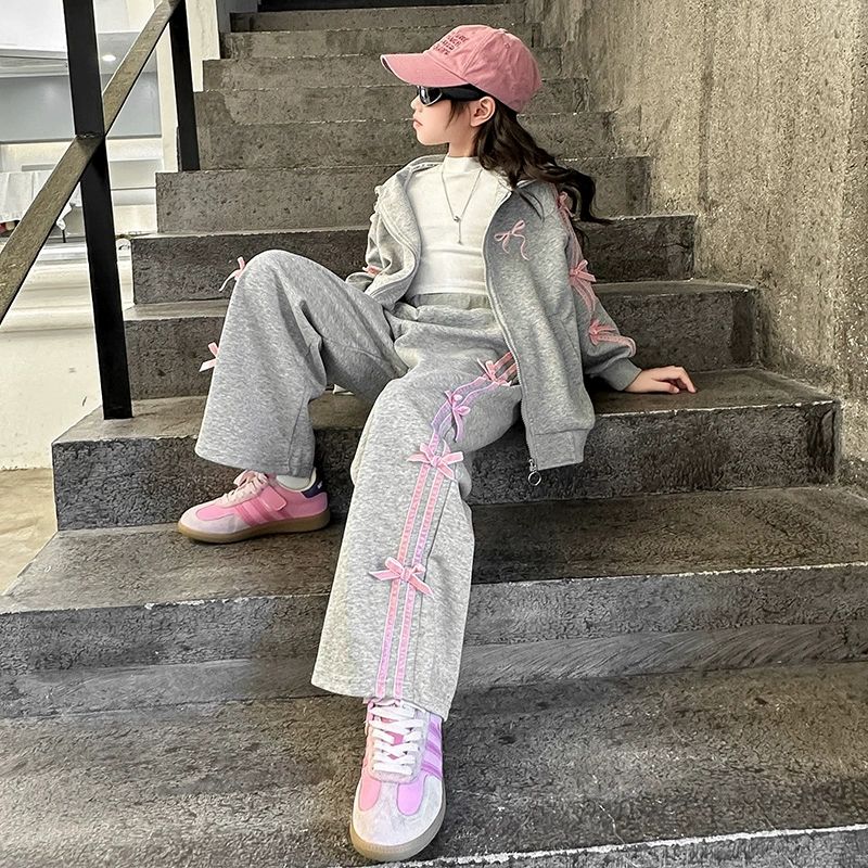 女童连帽衫套装春秋新款儿童运动两件套秋装外套洋气女孩秋季衣服图片
