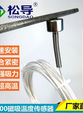 pt100温度传感器磁吸防水 磁 pAt100 磁铁 磁性探头 吸附式热电阻