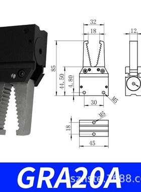 耐斯特机械手配件 气动夹具GRA20双动水口夹自动化机器人末端工