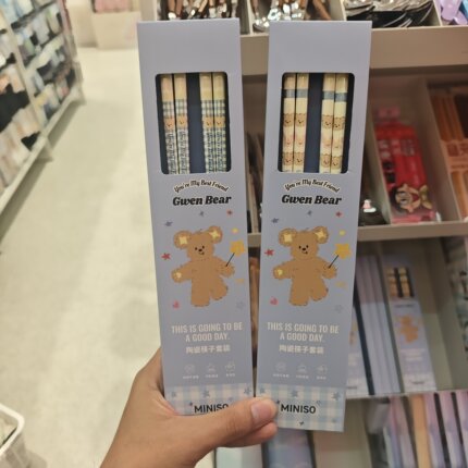 名创优品GWEN BEAR奶酪星友记陶瓷筷两双装MINISO