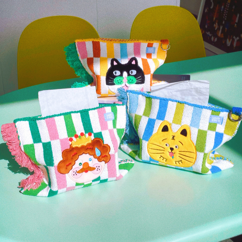 有蒂棵棵卡通图案针织纸巾套