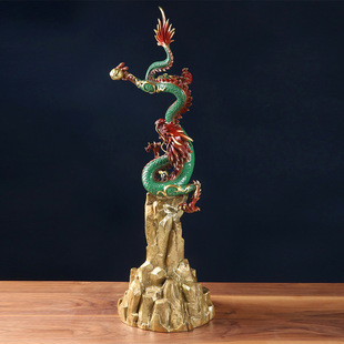 《飞龙在天》铜龙摆件全铜五爪金龙工艺品生肖龙客厅办公室装饰品