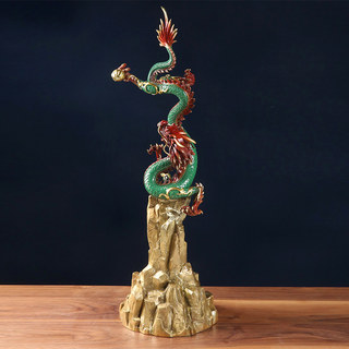 《飞龙在天》铜龙摆件全铜五爪金龙工艺品生肖龙客厅办公室装饰品