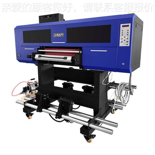 全自动UV DSA-600DTF Printer卷贴对卷覆晶膜礼品酒瓶玻璃袋杯水