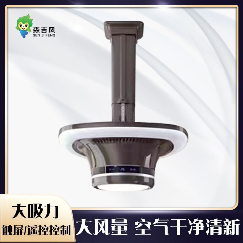棋牌室空气净化器灯麻将机桌茶楼抽烟机家用吸烟灯外排式升降吊灯