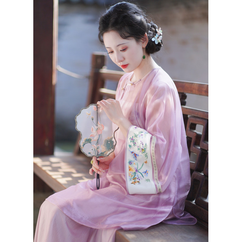 爱丽丝梦游|醋酸少奶奶服装重工绣花复古女宽松斜襟女袍
