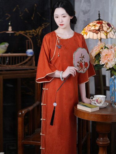 日常旗袍梦回故里复古长款