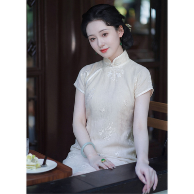 白色情人节｜梦回故里古法旗袍一片式长款平裁曳地小个子少女裙